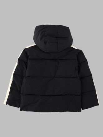 Palm Angels Striped-Trim Puffer Down Jacket - Black