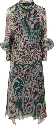 Etro Abito In Seta Con Stampa Paisley-Donna