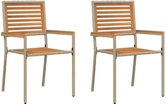vidaXL Sillas Apilables De Jard&iacute;n 2 Pcs Marr&oacute;n, Beige Vidaxl