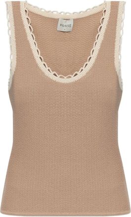 Possé Willow crochet-trim top - Neutrals
