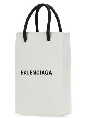 Balenciaga Womens White Leather Phone Case 9000 Cover