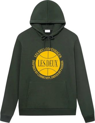 Les Deux Mens Ben Basketball Long Sleeve Hoodie In Green