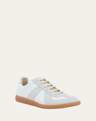 Maison Margiela Mens Replica Leather Low-Top Sneakers