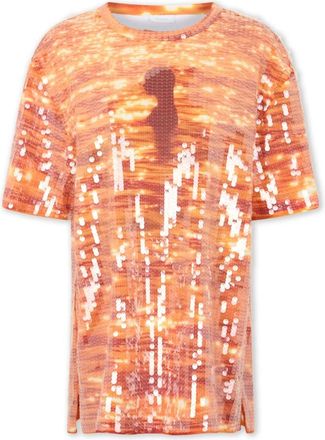 Paco Rabanne Paillet Katoenen Mini Jurk - Dames - Feestkleedjes - Oranje - S - Katoen - Kleedjes