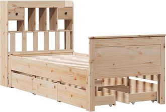 vidaXL Cama Con Estanter&iacute;a Sin Colch&oacute;n Madera Maciza De Pino 90x190 Cm Vidaxl