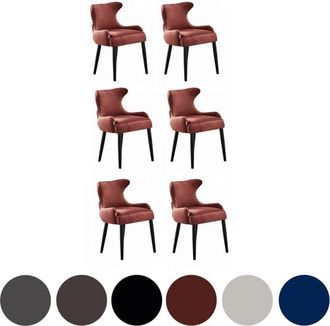 Life Interiors Life Interiors - Juego De 6 Sillas De Comedor De Terciopelo Oxford Lux: Sillas Tapizadas Para Comedor, Cocina: Rojo