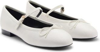 Mango Buckle Strap Corduroy Ballerina Flat in White at Nordstrom, Size 7.5Us