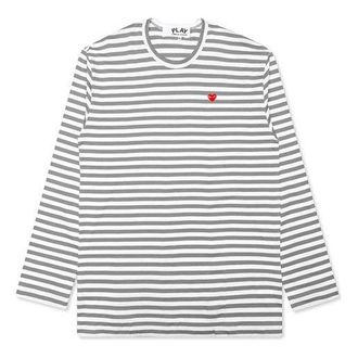Comme Des Gar&ccedil;ons Striped Mini Logo Tee Grey AZ-T218-051-3
