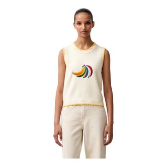 Never Fully Dressed Gebreide Top - Dames - Tops - Beige - Maat: L Viscose