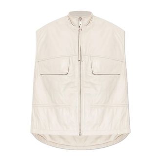 AllSaints Jassen, Dames, Beige, XS, Leer, Flor Leather Vest