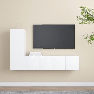 vidaXL Set De Muebles De Sal&oacute;n Tv 3 Piezas Madera De Ingenier&iacute;a Blanco Vidaxl