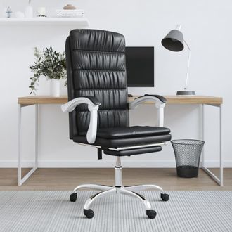 vidaXL Silla De Oficina Reclinable Cuero Sint&eacute;tico Negro Vidaxl