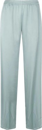 Fabiana Filippi Wijde satijnen broek - Dames - Straight fit broeken - Groen - S - Satijn - Broeken