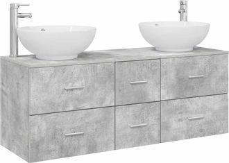 vidaXL Juego De Muebles De Ba&ntilde;o 3 Uds. Gris Hormig&oacute;n Vidaxl