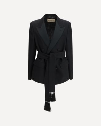 Valentino Blazer doppiopetto in lana vergine con cintura Man 46