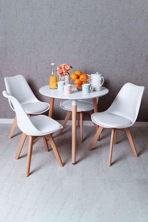 Regalos Miguel Regalos Miguel - Descuento Extra - Conjunto Mesa Tower Redonda 80 Cm Blanca Y Pack 4 Sillas Synk Basic - Blanco