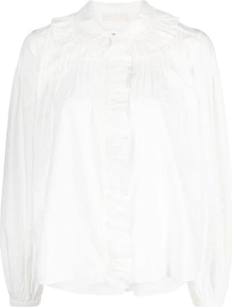 Ulla Johnson Elegante Beige Blouse - Dames - Overhemden - Wit - L - Overhemden