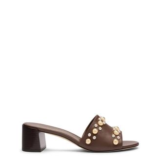 Stuart Weitzman Perry Slide 50 - Dames - Muiltjes - Bruin - 38 EU - Leer - Schoenen