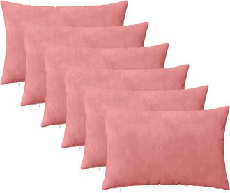 vidaXL Funda De Almohada 6 Pcs Heerlen Rosa 30 X 50 Cm Terciopelo Vidaxl