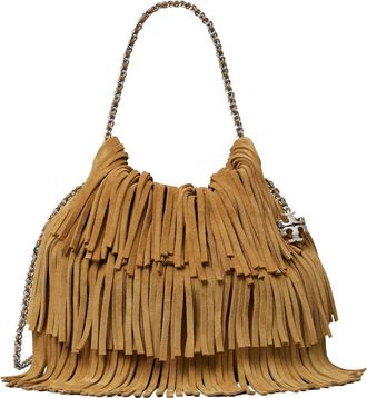 Tory Burch Mini Fleming Suede Fringe Hobo Bag in Wild Tabacco at Nordstrom