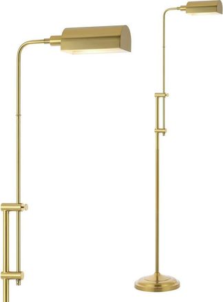 Jonathan Y Designs Zinnia 63 Industrial Minimalist Height-Adjustable Iron Pharmacy LED Floor Lamp, Brass Gold at Nordstrom