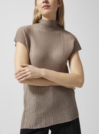 Issey Miyake Womens Wooly Pleats mock-neck top