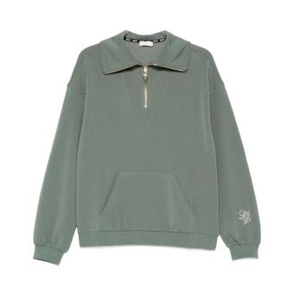 Liu Jo Sweatshirts, female, Green, Size: XL Moss zip-up sweatshirt