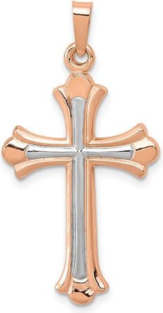 Diamond2Deal 14K Rose Gold White Rhodium Cross Pendant