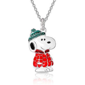 Peanuts Snoopy Puffer Jacket Pendant in Silver, White, Red at Nordstrom