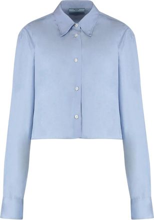 Prada Shirts, female, Blue, Size: XS Cotton shirt