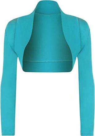 Generic Womens Open Front Bolero Plain Party Casual Cropped Top Ladies Long Sleeve Cocktail Evening Cardigan Shrug Top 6-20 (UK, Numeric, 12, Regular, Regular