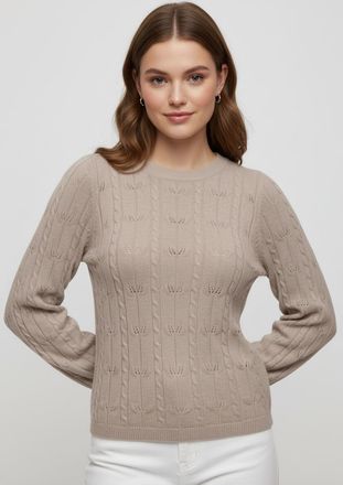 Only Strickpullover ONLY ONLKATIA LS STRUCTURE O-NECK PULL CC KNT, Damen, Gr. XL, mocha meringue detail:melange, Strick, Obermaterial: 50% Viskose, 27% Nyl