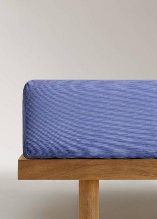 Mango Lenzuolo con angoli per bambini in cotone percalle a righe per letto da 90 cm blu - Home - Letto 90 cm - MANGO HOME