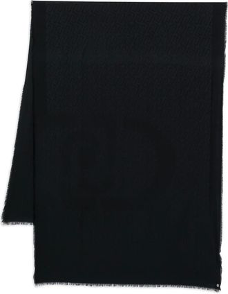Liu Jo Sciarpa con frange e monogramma - Nero
