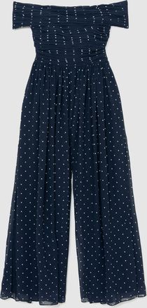 Reiss Polka-dot Bardot Wide-leg Jumpsuit, 16