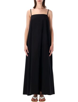 STUDIO NICHOLSON Gathered Maxi Dress with Spaghetti Straps and Open Back