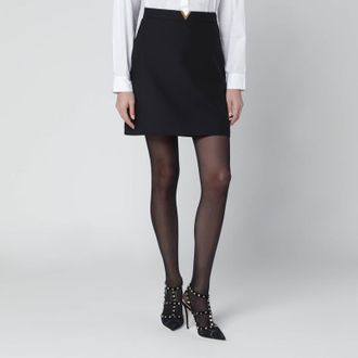 Valentino Black mini skirt with V Gold detail