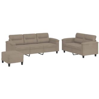 vidaXL Juego De Sof&aacute;s Con Cojines 3 Piezas Tela Microfibra Gris Taupe Vidaxl