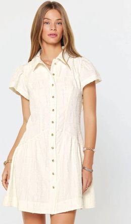Current Air Collins Frayed Textrure Mini Dress In White