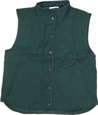 Staccato Womens Quilted Snap Button Vest In Green