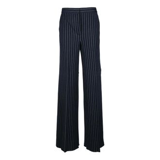 Max Mara Broeken, Dames, Blauw, XS, Katoen, Kasjmier Zijde Katoenen Broek