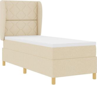 vidaXL Box Spring Bed with Mattress Dark Grey 90x190 cm Fabric Cream Vidaxl