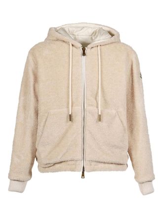Moncler hooded zip jacket - women - Acrylic/Cotton/Virgin Wool/Polyamide/Polyester - S - Neutrals