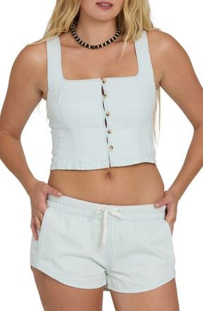 Billabong June Saltwashed Cotton Crop Vest in Clearwater at Nordstrom, Size X-Large