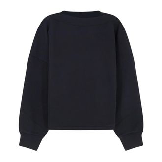 Alaia Sweatshirts, female, Black, Size: 2XS Boatneck Fleece Sweat