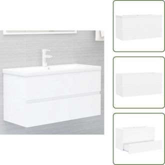 vidaXL The Living Store Mobile con Lavabo Integrato Bianco in Legno Multistrato - Lavabo integrato
