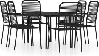 vidaXL Juego De Comedor De Jard&iacute;n 7 Piezas Negro Vidaxl