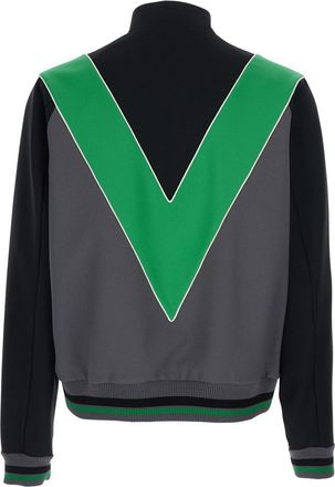 Valentino Mens High-Neck Sweatshirt V-Inlay Black Polyester Sweatshirts Sweater