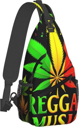 Generic Casual Crossbody Shoulder Bag Flag WeedLeaves Leaves Reggae Music Chest Backpack Lightweight Shoulder Bags for Women Men Travel