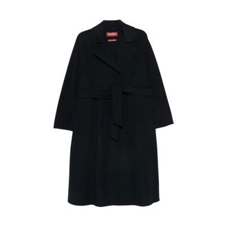Max Mara Double-drap jas van wol- kasjmier en zijde - Dames - Mantels - Blauw - Maat: M Zijde